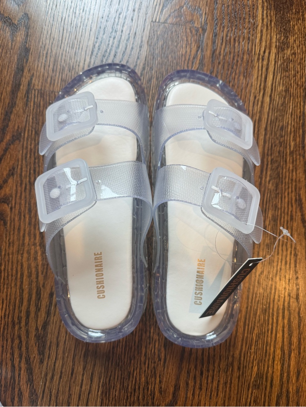 Cushionaire Clear Double-Buckle Slide Sandals